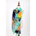 Factory directly special design green sunflower women cashmere scarf shawl from China